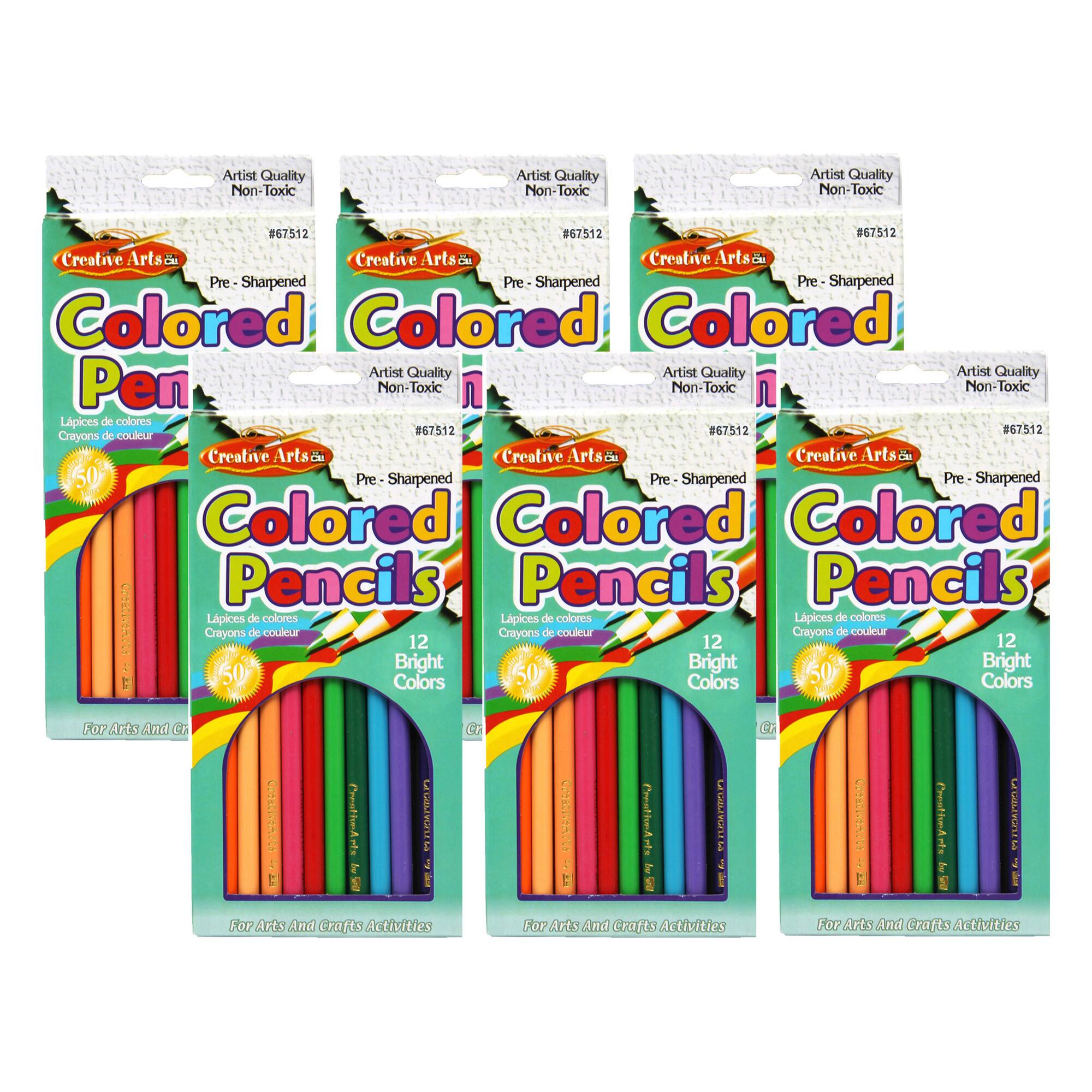 Charles Leonard Pre-Sharpened Colored Pencils, 6 Packs of 12